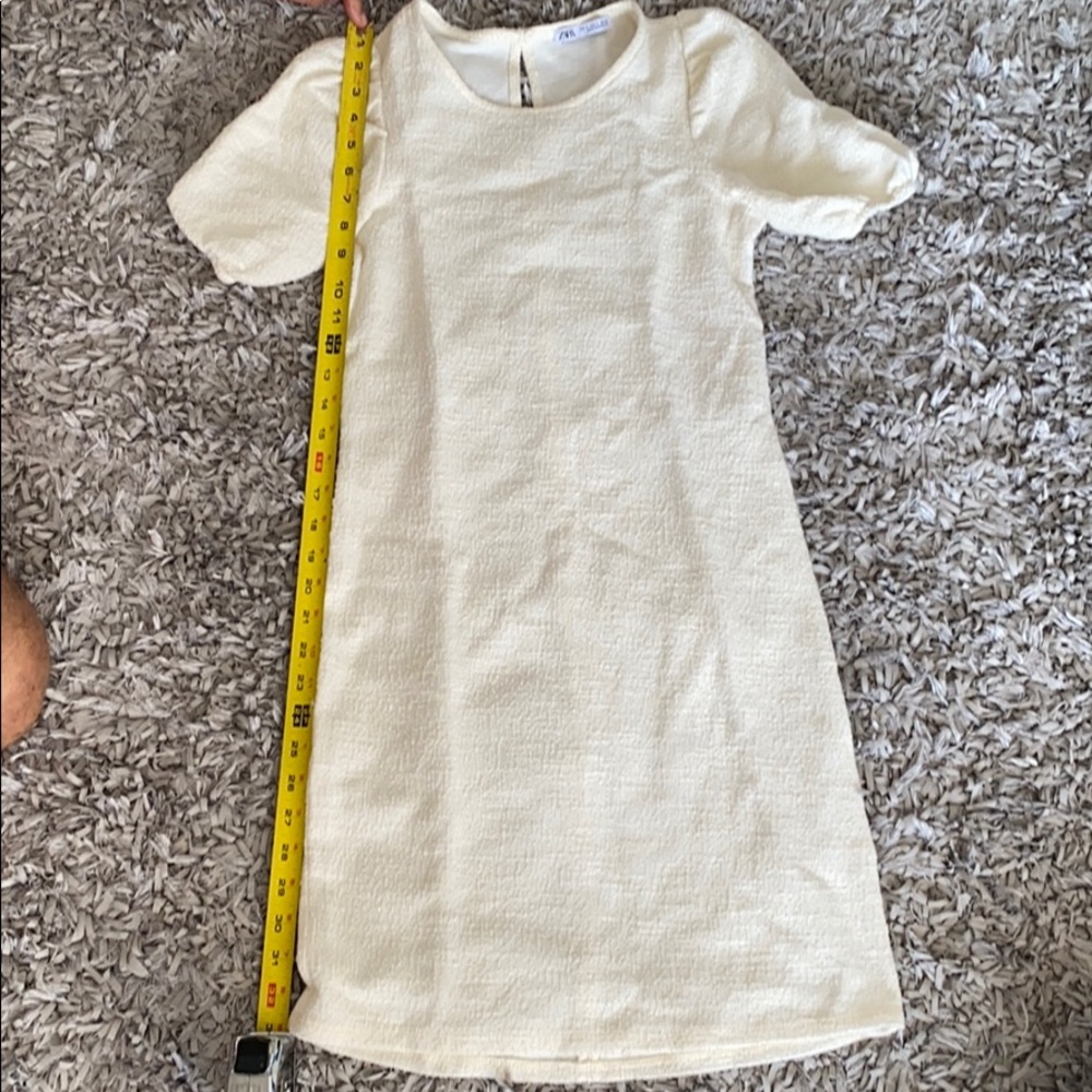NWOT Zara Small White TEXTURED DRESS WITH VOLUME - Picture 10 of 15